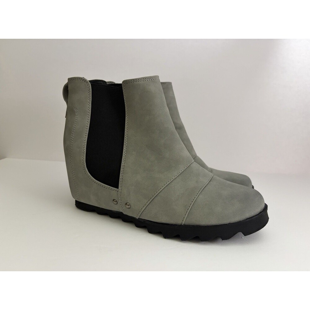 Unbranded Gray Wedge Ankle Boots Chelsea Style Faux Leather Size 9